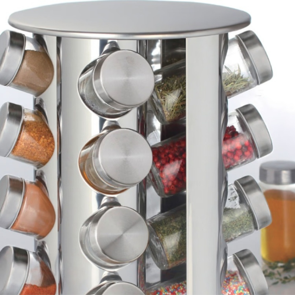Rotating Spice Rack, SPICE RACK ROTA , Ø 21 x H 28,5 cm , Silver / Clear in the group Storage / Kitchen storage / Kitchen cabinet organizers / Spice racks at SmartaSaker.se (42755)
