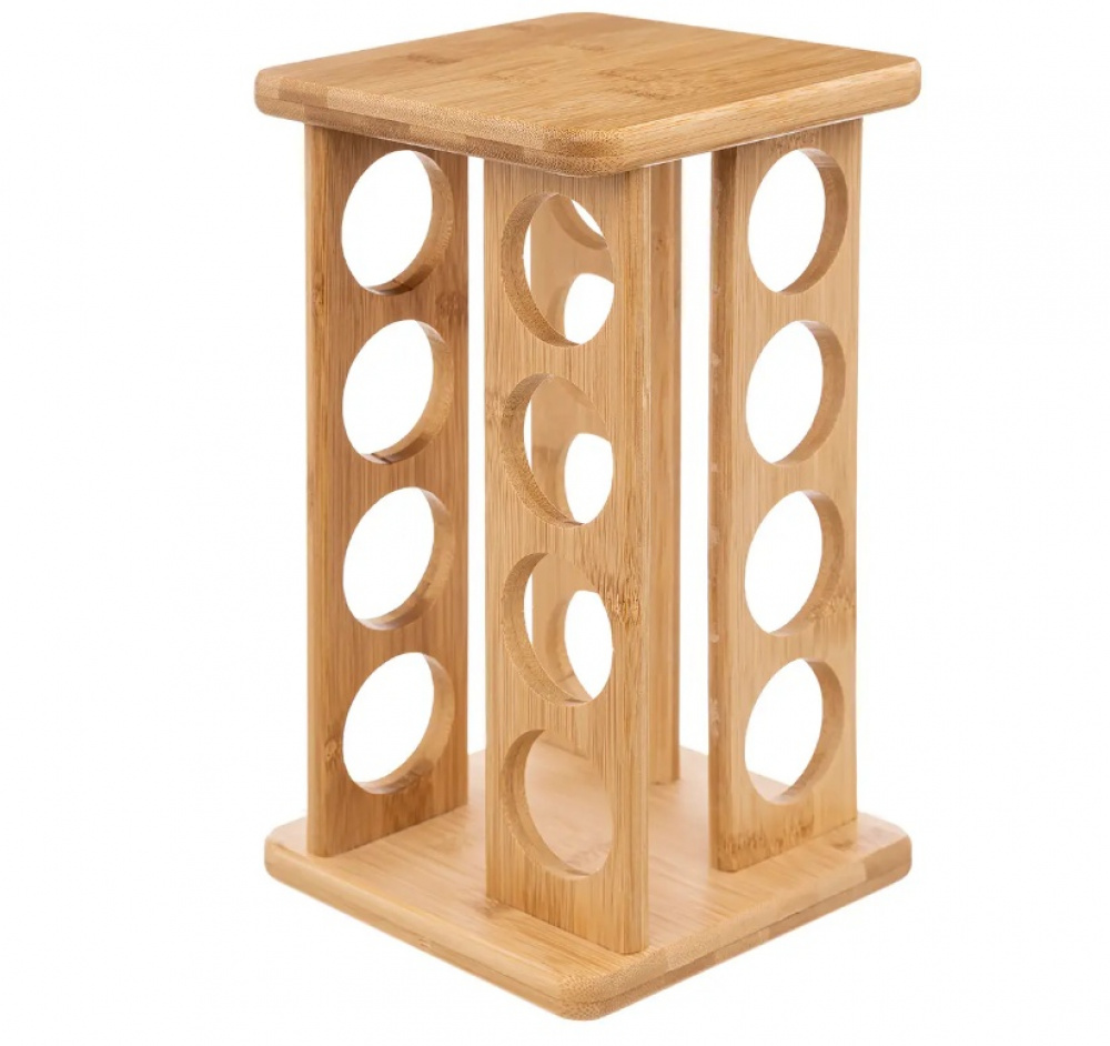 Rotating Spice Rack, ALL BAMBOO SQUARE ORGANIZER, 18 x 18 x H 29 cm, Nature in the group Storage / Kitchen storage / Kitchen cabinet organizers / Spice racks at SmartaSaker.se (42758)