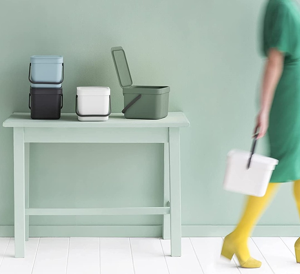 Bin for organic waste, BRABANTIA SORT & GO WASTE BIN, 6 L, Green in the group Storage / Cleaning and waste sorting / Waste sorting at SmartaSaker.se (42762)