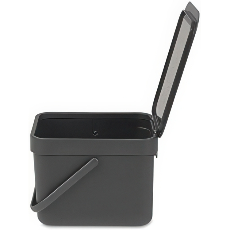 Bin for organic waste, BRABANTIA SORT & GO WASTE BIN, 6 L, Dark Grey in the group Storage / Cleaning and waste sorting / Waste sorting at SmartaSaker.se (42763)
