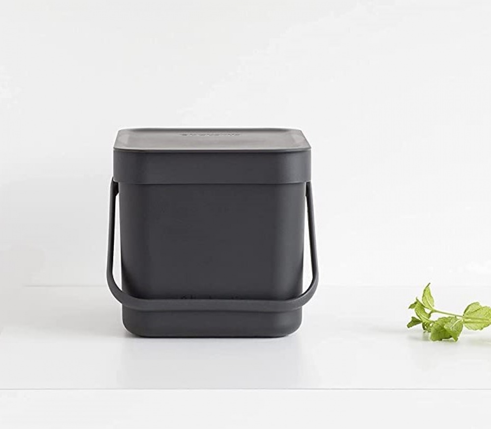 Bin for organic waste, BRABANTIA SORT & GO WASTE BIN, 6 L, Dark Grey in the group Storage / Cleaning and waste sorting / Waste sorting at SmartaSaker.se (42763)