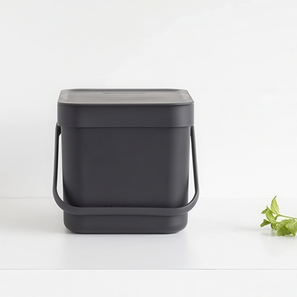 Bin for organic waste, BRABANTIA SORT & GO WASTE BIN, 6 L, Dark Grey in the group Storage / Cleaning and waste sorting / Waste sorting at SmartaSaker.se (42763)