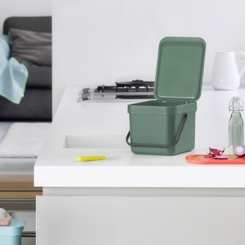 Bin for organic waste, BRABANTIA SORT & GO WASTE BIN, 6 L, Dark Grey in the group Storage / Cleaning and waste sorting / Waste sorting at SmartaSaker.se (42763)