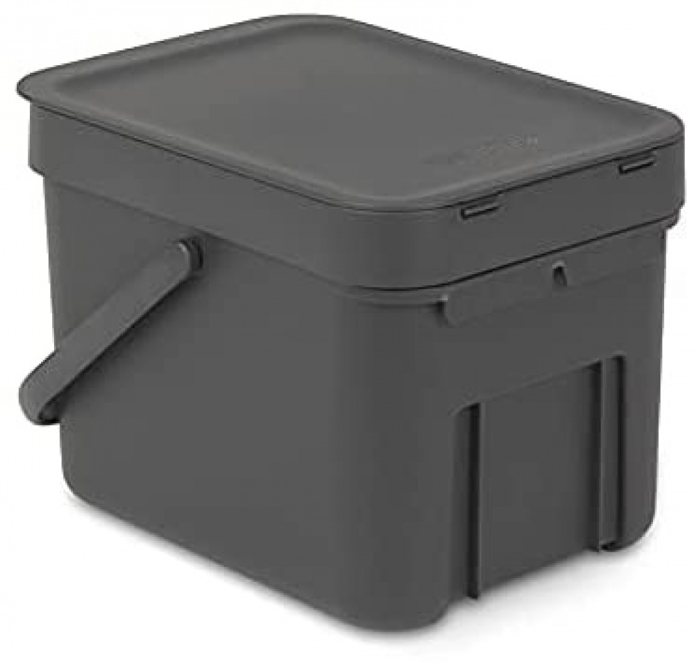 Bin for organic waste, BRABANTIA SORT & GO WASTE BIN, 6 L, Dark Grey in the group Storage / Cleaning and waste sorting / Waste sorting at SmartaSaker.se (42763)