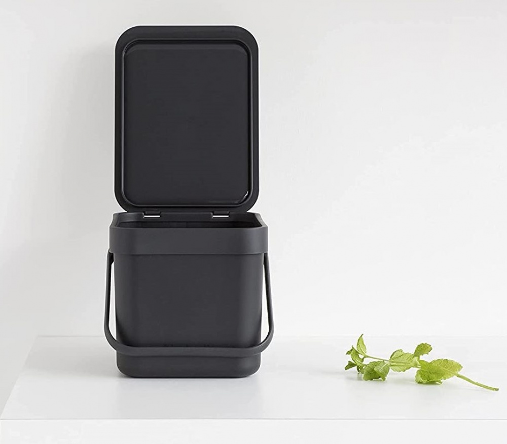 Bin for organic waste, BRABANTIA SORT & GO WASTE BIN, 6 L, Dark Grey in the group Storage / Cleaning and waste sorting / Waste sorting at SmartaSaker.se (42763)