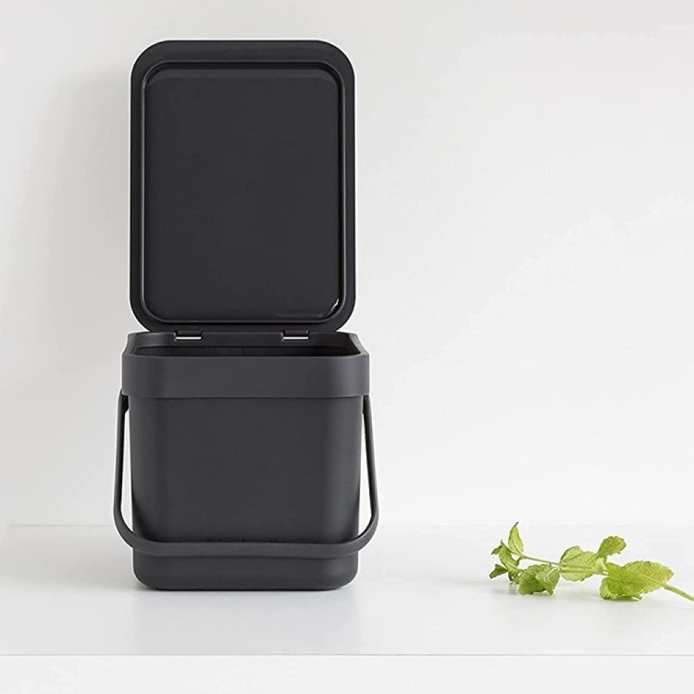 Bin for organic waste, BRABANTIA SORT & GO WASTE BIN, 6 L, Dark Grey in the group Storage / Cleaning and waste sorting / Waste sorting at SmartaSaker.se (42763)