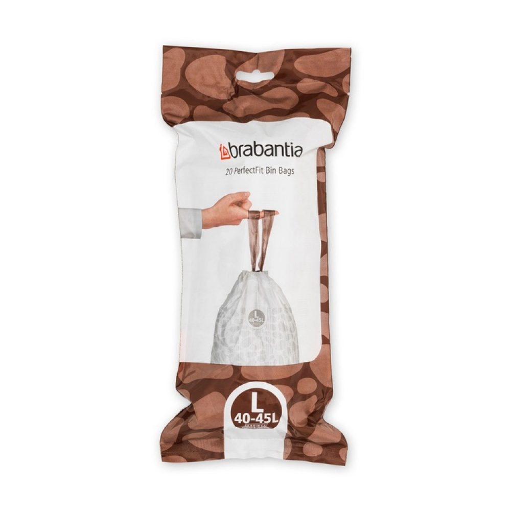 Caddy Liners, Extra strong, 40 - 45 L, Set of 20, BRABANTIA BIN LINERS CODE L, White in the group Storage / Cleaning and waste sorting / Waste sorting at SmartaSaker.se (42770)
