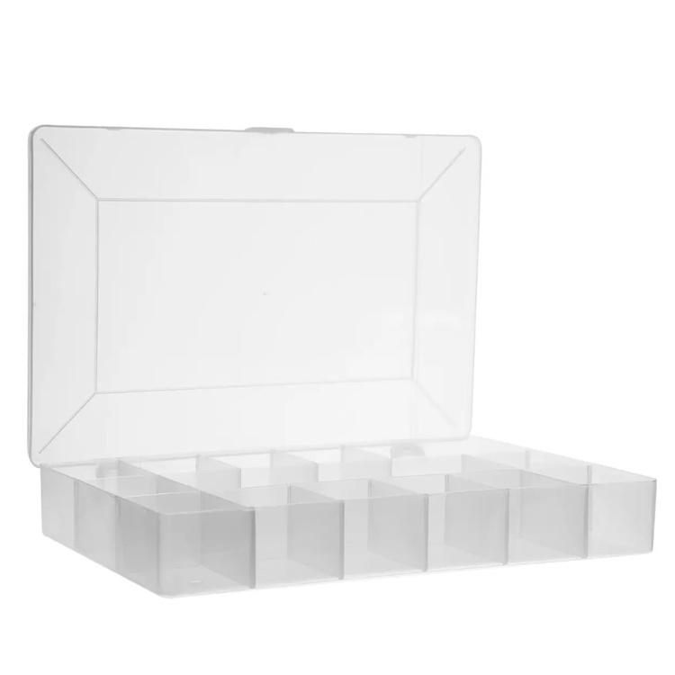 Box with lid, 14 Compartments, DIY LARGE BOX, 27,2 x 19 x H 4 cm, Clear in the group Storage / Storage boxes at SmartaSaker.se (42775)