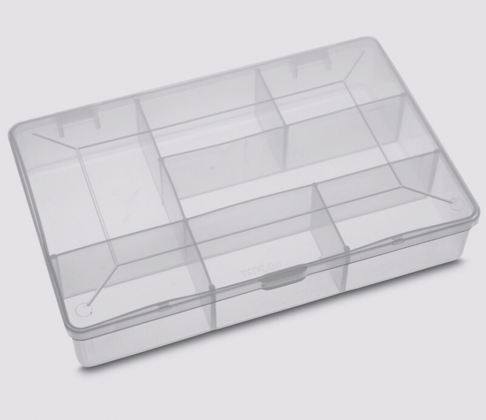 Box with lid, 7 Compartments, DIY SMALL BOX, 17 x 11,8 x H 3,3 cm, Clear in the group Storage / Storage boxes at SmartaSaker.se (42776)