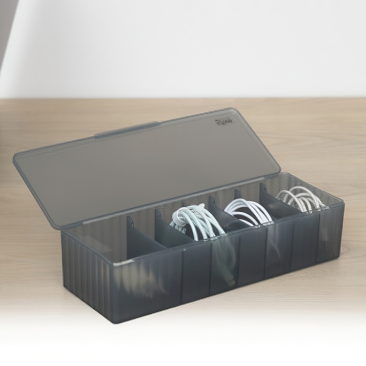 Box with lid, 7 Compartments, CORD STORAGE BOX, 27,5 x 10 x H 6,5 cm in the group Storage / Storage boxes at SmartaSaker.se (42777)