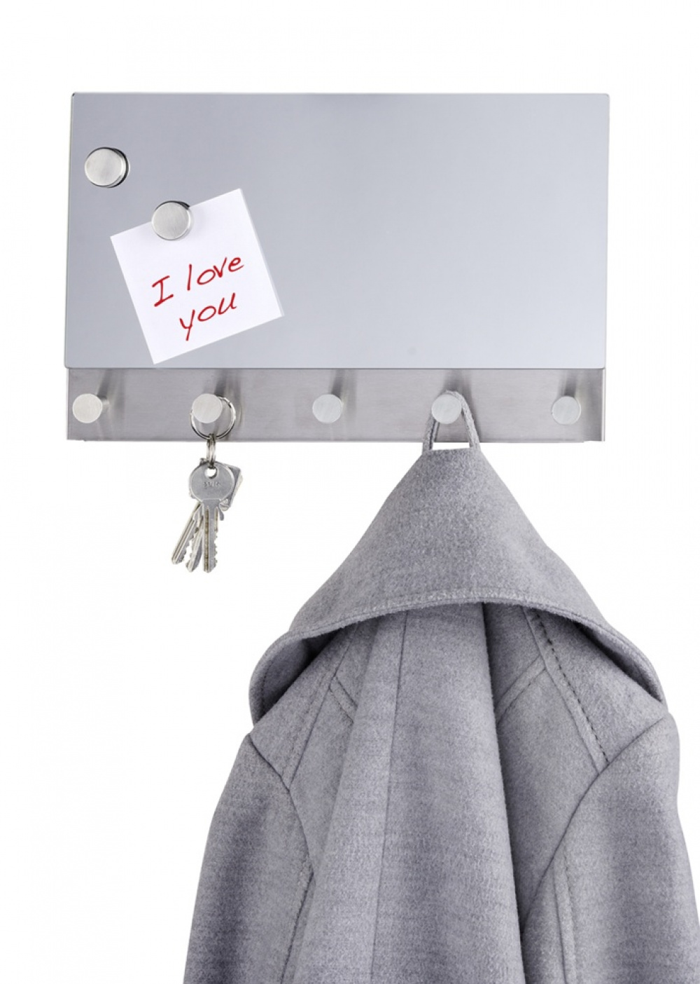 Mirror / Magnetic board with hooks, WENKO, 30 x H 19cm, Silver in the group Storage / Hallway storage / Hooks and hangers at SmartaSaker.se (42794)