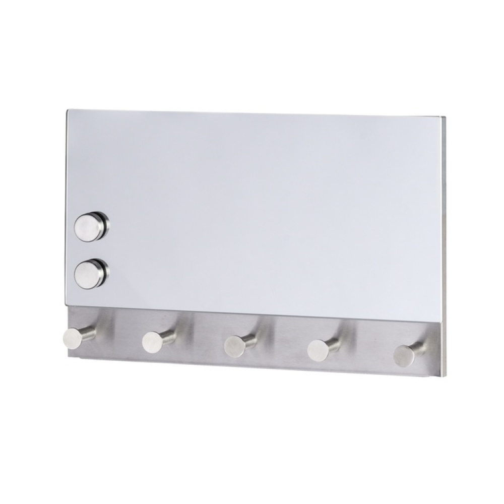 Mirror / Magnetic board with hooks, WENKO, 30 x H 19cm, Silver in the group Storage / Hallway storage / Hooks and hangers at SmartaSaker.se (42794)
