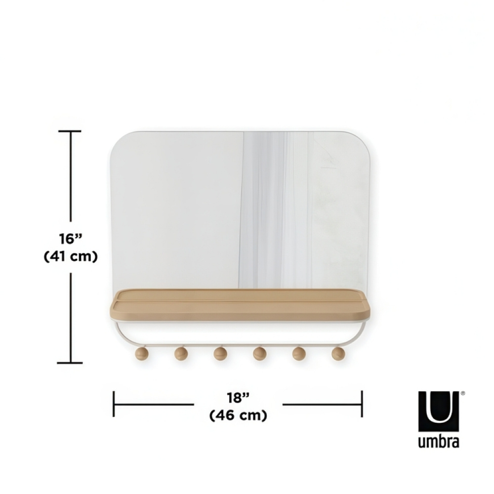 Mirror with hook strip, Umber in the group Storage / Hallway storage / Hooks and hangers at SmartaSaker.se (42795)