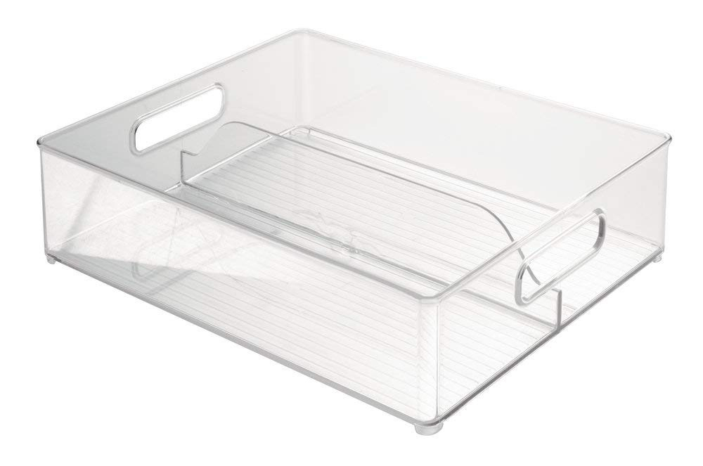 Stackable storage box with divider and handle, KITCHEN BINZ, 30,5 x 36,8 x H10,2 cm, Clear in the group Storage / Kitchen storage / Kitchen cabinet organizers at SmartaSaker.se (42799)