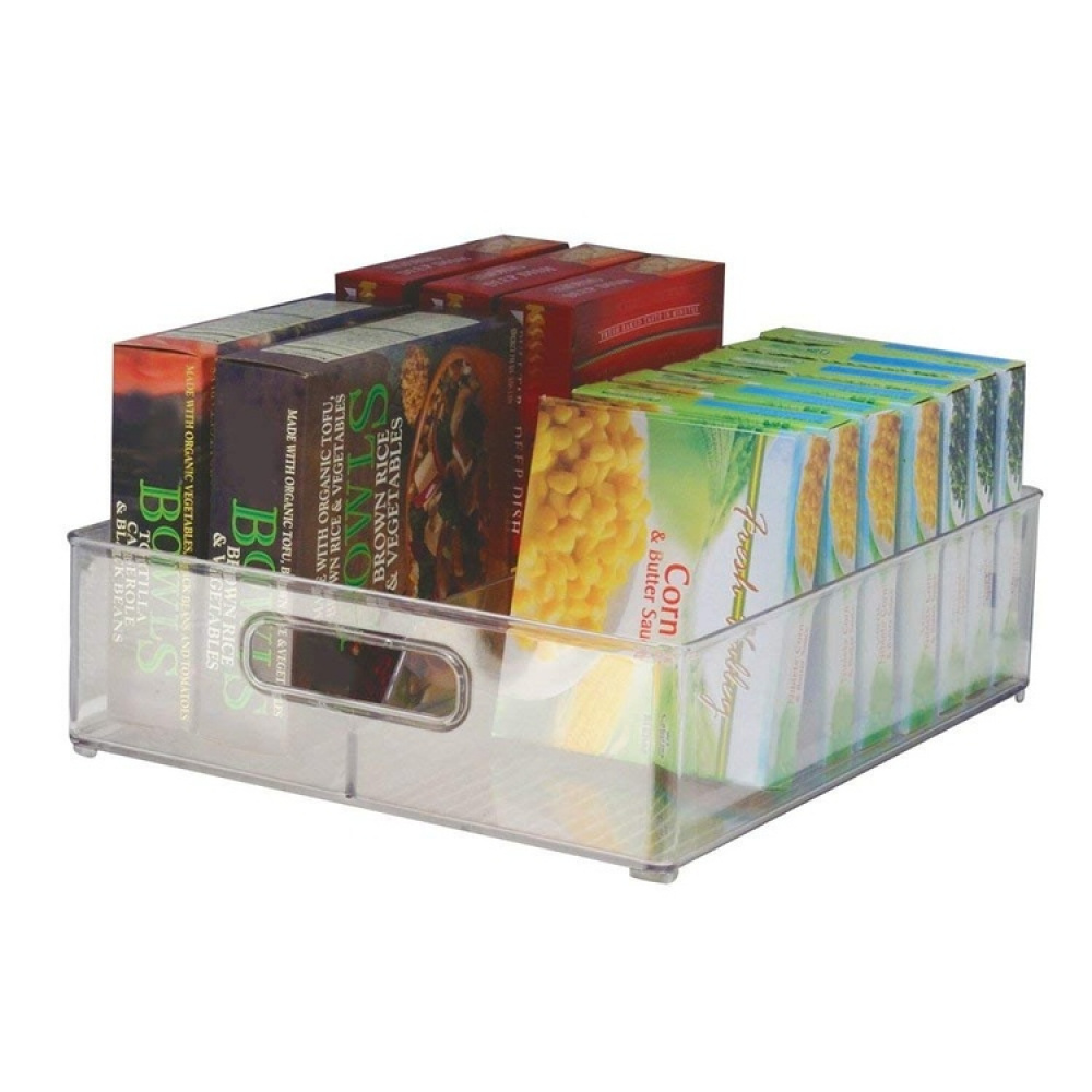 Stackable storage box with divider and handle, KITCHEN BINZ, 30,5 x 36,8 x H10,2 cm, Clear in the group Storage / Kitchen storage / Kitchen cabinet organizers at SmartaSaker.se (42799)