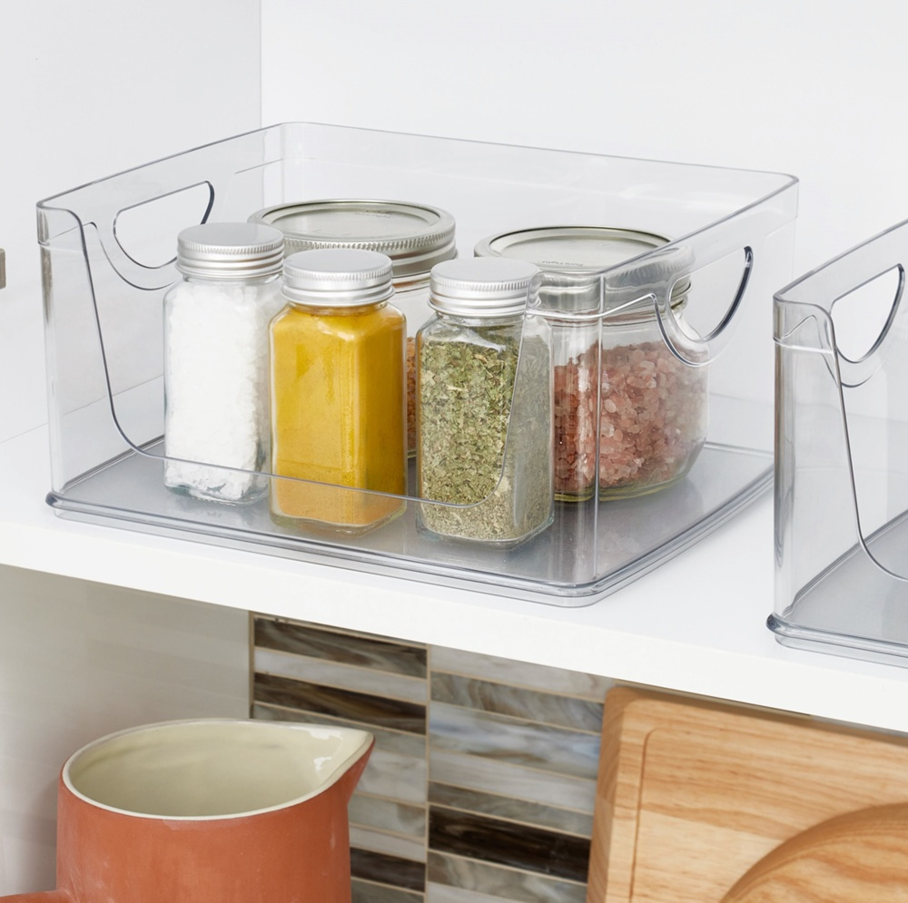 Pantry basket, RPET CABINET OPEN FRONT BIN, 25,4 x 20,3 x H 12,7 cm, Transparent in the group Storage / Kitchen storage / Kitchen cabinet organizers at SmartaSaker.se (42802)
