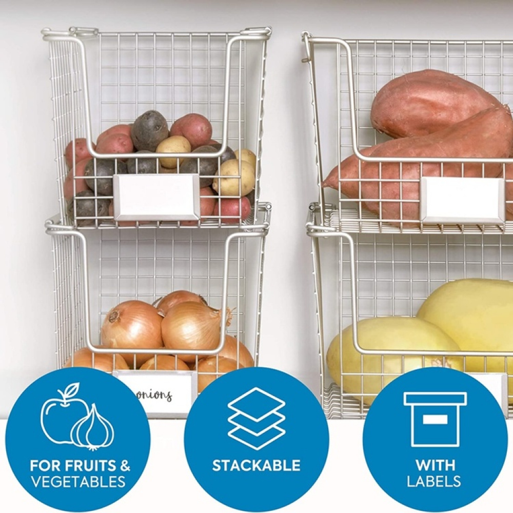 Stackable Metal Basket, CLASSICO SMALL, 22 x 25,4 x H 20,5 cm, Satin in the group Storage / Kitchen storage / Kitchen cabinet organizers at SmartaSaker.se (42807)