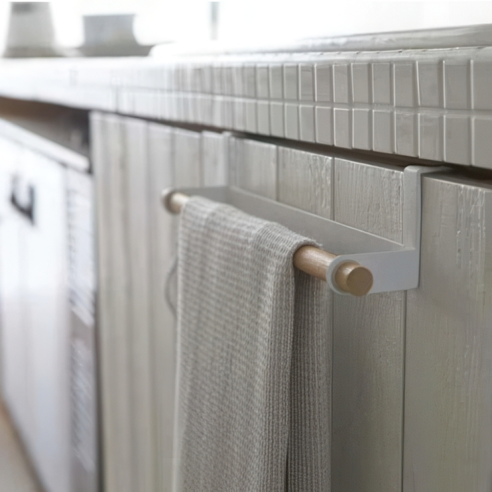 Kitchen Towel Hanger, Over Cabinet Door, TOSCA, Large, Yamazaki, White in the group Storage / Bedroom storage / Over door hooks at SmartaSaker.se (42842)