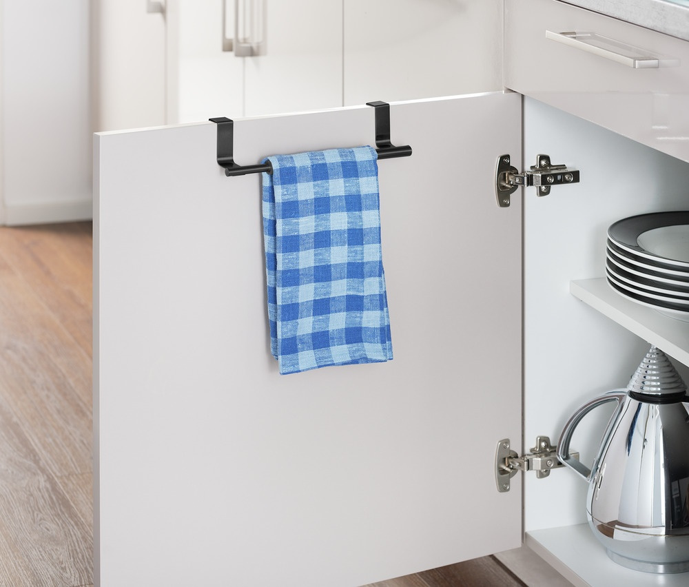 Rail / rack for towel, over cabinet door, LARGE TELESCOPIC RAIL, 36-60 cm, Black in the group Storage / Kitchen storage / Kitchen cabinet organizers at SmartaSaker.se (42844)
