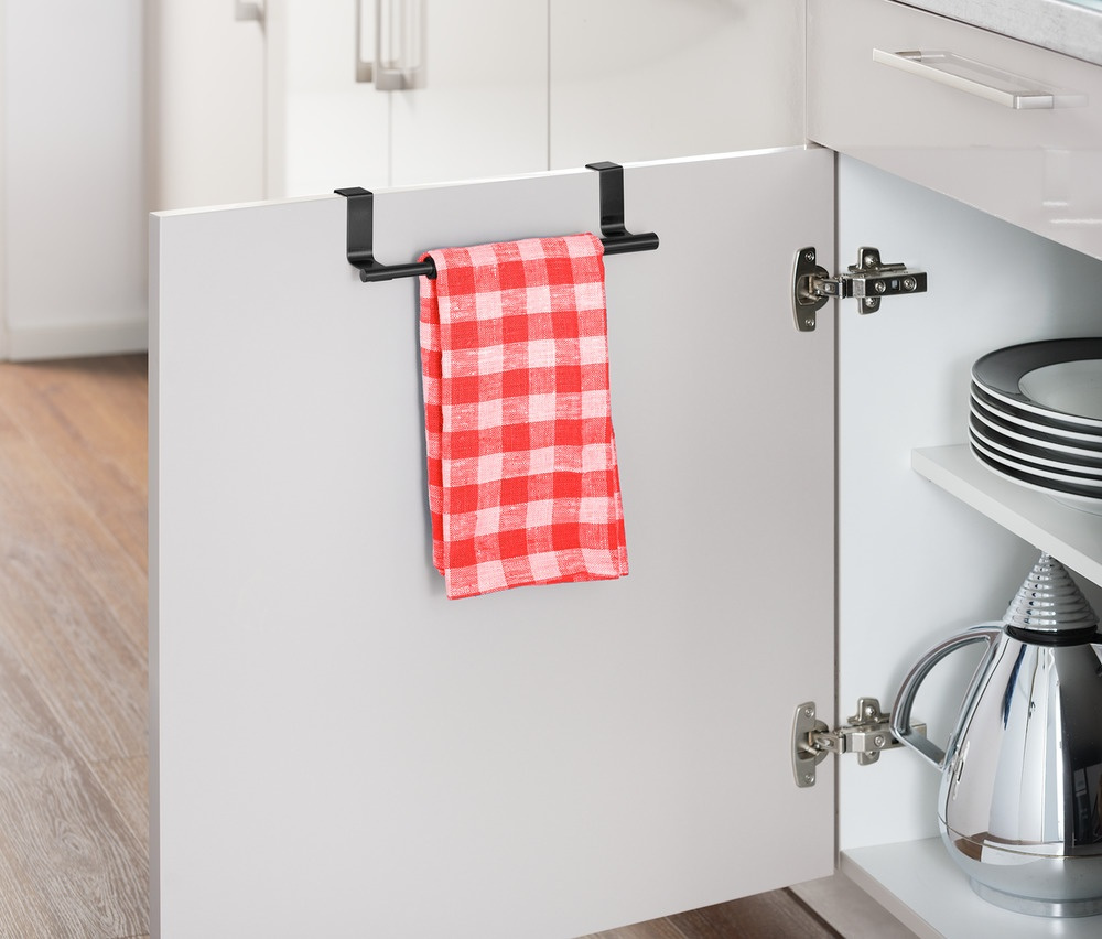 Rail / rack for towel, over cabinet door, LARGE TELESCOPIC RAIL, 36-60 cm, Black in the group Storage / Kitchen storage / Kitchen cabinet organizers at SmartaSaker.se (42844)