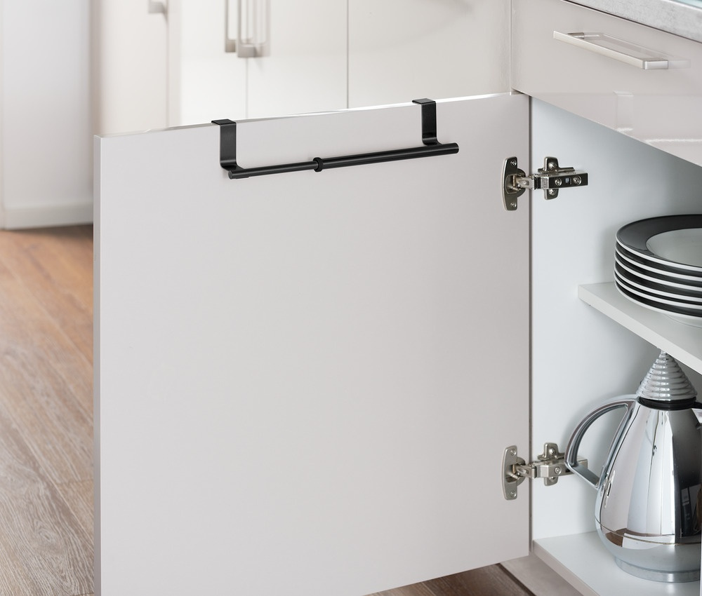 Rail / rack for towel, over cabinet door, LARGE TELESCOPIC RAIL, 36-60 cm, Black in the group Storage / Kitchen storage / Kitchen cabinet organizers at SmartaSaker.se (42844)