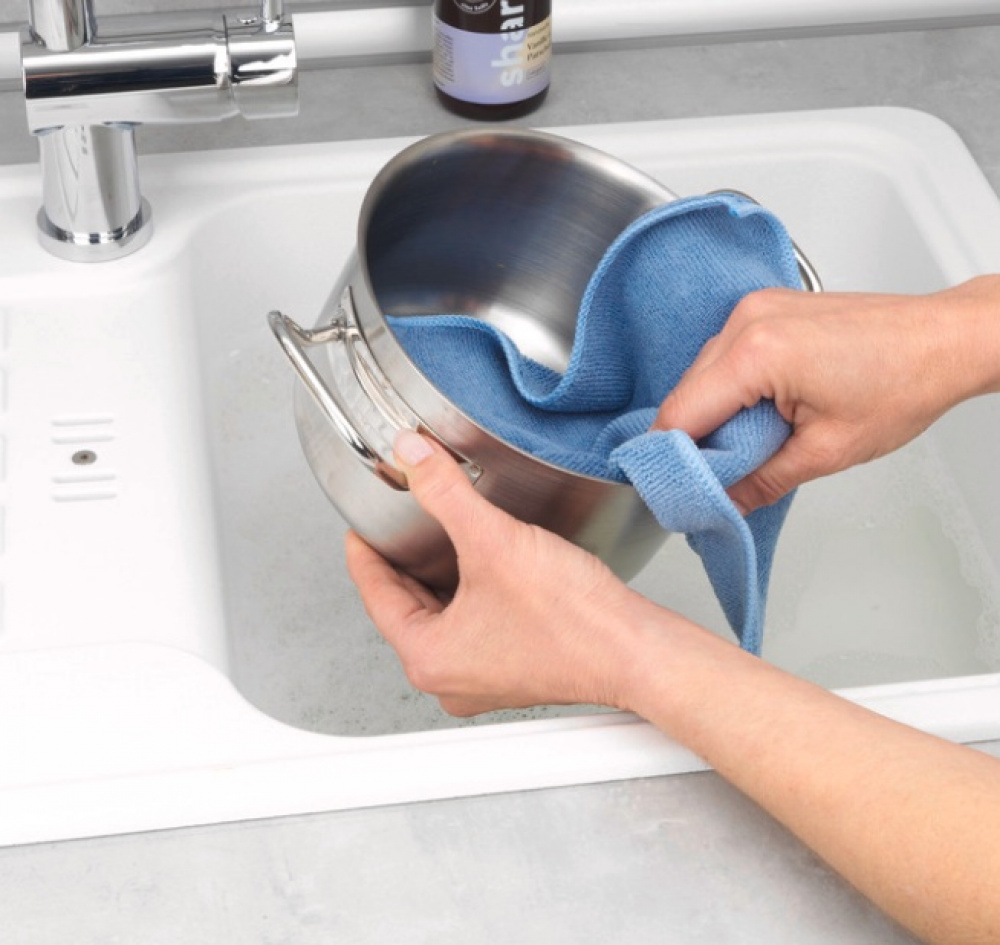 Cleaning cloths in microfiber, Set of 2, MIKROFASER MIKO, 30 x 30 cm, Grey / Blue in the group Storage / Cleaning and waste sorting / Cloths and brushes at SmartaSaker.se (42852)