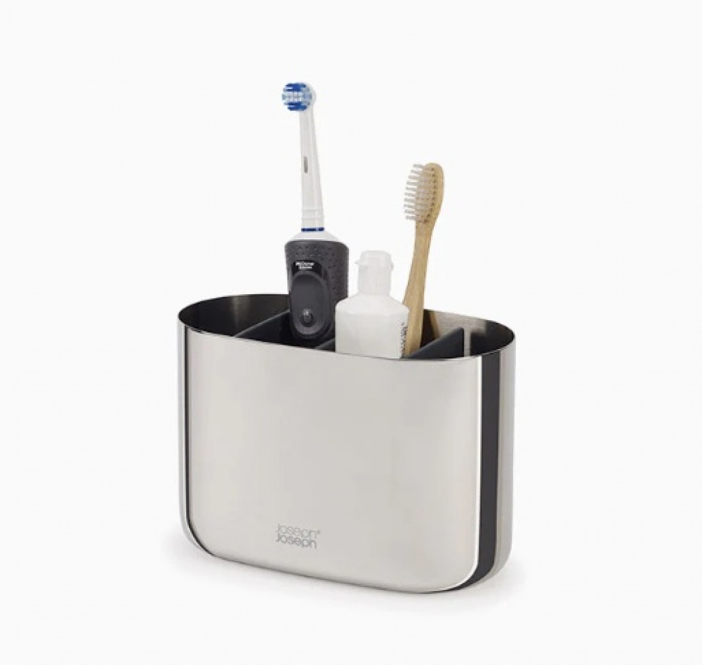 Stand for electric toothbrushes, EASY STORE LUXE, 18 x 9 x H 11,5 cm, Joseph Joseph, Stainless-steel in the group Storage / Bathroom storage at SmartaSaker.se (42861)