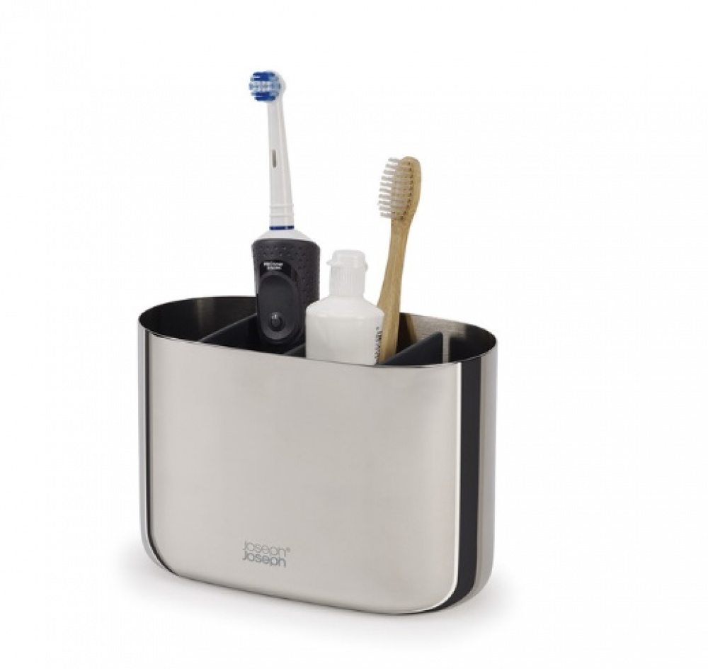 Stand for electric toothbrushes, EASY STORE LUXE, 18 x 9 x H 11,5 cm, Joseph Joseph, Stainless-steel in the group Storage / Bathroom storage at SmartaSaker.se (42861)
