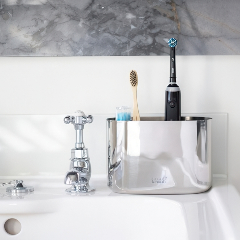 Stand for electric toothbrushes, EASY STORE LUXE, 18 x 9 x H 11,5 cm, Joseph Joseph, Stainless-steel in the group Storage / Bathroom storage at SmartaSaker.se (42861)