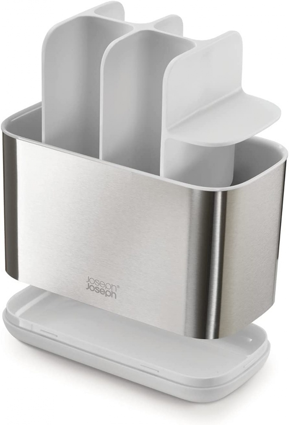 Organiser for electric toothbrushes, EASY STORE STEEL, 25 x 12 x H 11,6, Joseph Joseph, Stainless Steel / White in the group Storage / Bathroom storage at SmartaSaker.se (42862)