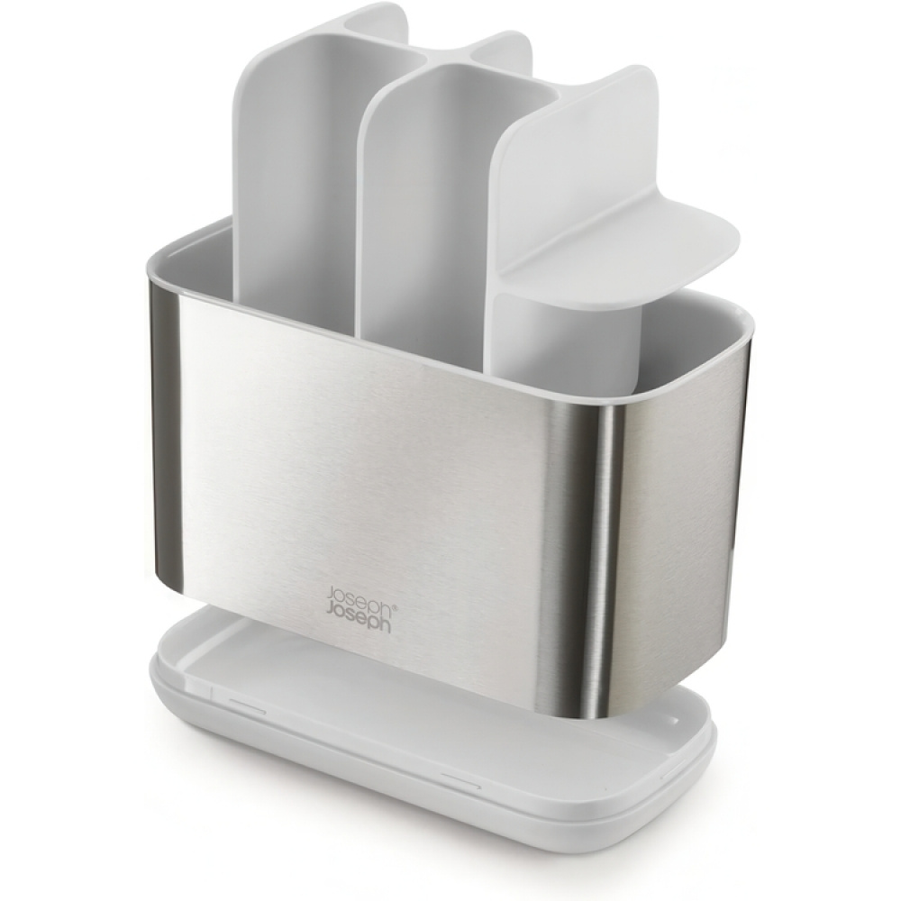 Organiser for electric toothbrushes, EASY STORE STEEL, 25 x 12 x H 11,6, Joseph Joseph, Stainless Steel / White in the group Storage / Bathroom storage at SmartaSaker.se (42862)