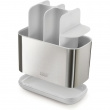 Organiser for electric toothbrushes, EASY STORE STEEL, 25 x 12 x H 11,6, Joseph Joseph, Stainless Steel / White Organiser for electric toothbrushes, EASY STORE STEEL, 25 x 12 x H 11,6, Joseph Joseph, Stainless Steel / White