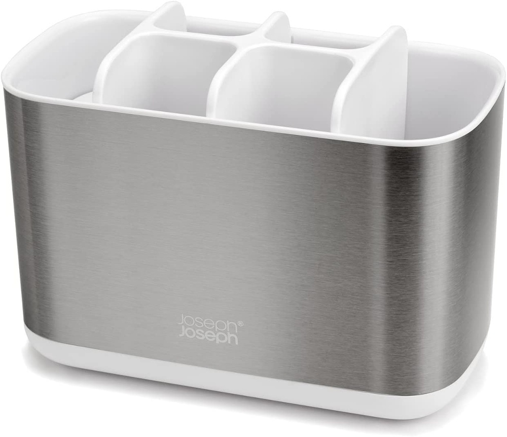 Organiser for electric toothbrushes, EASY STORE STEEL, 25 x 12 x H 11,6, Joseph Joseph, Stainless Steel / White in the group Storage / Bathroom storage at SmartaSaker.se (42862)