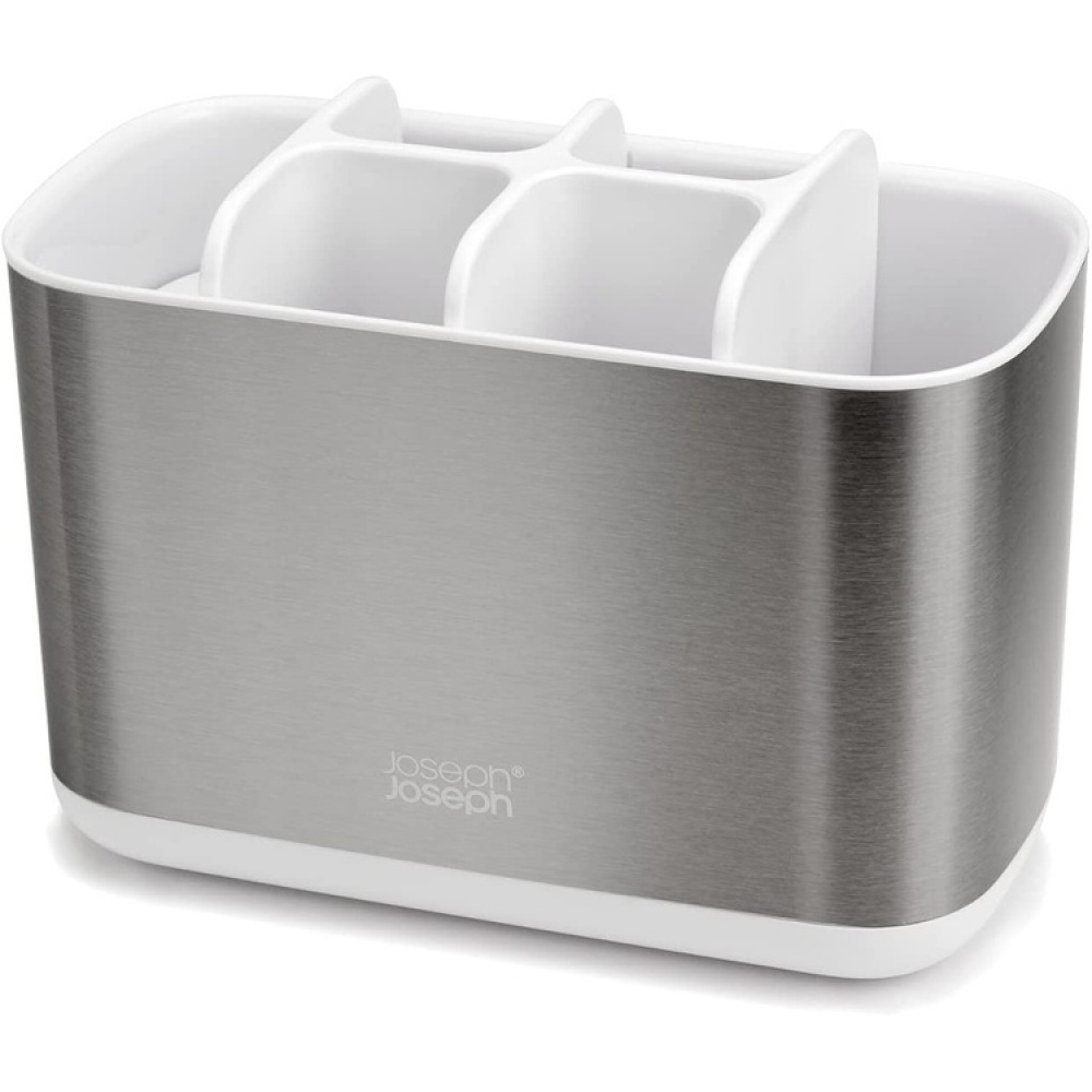 Organiser for electric toothbrushes, EASY STORE STEEL, 25 x 12 x H 11,6, Joseph Joseph, Stainless Steel / White in the group Storage / Bathroom storage at SmartaSaker.se (42862)