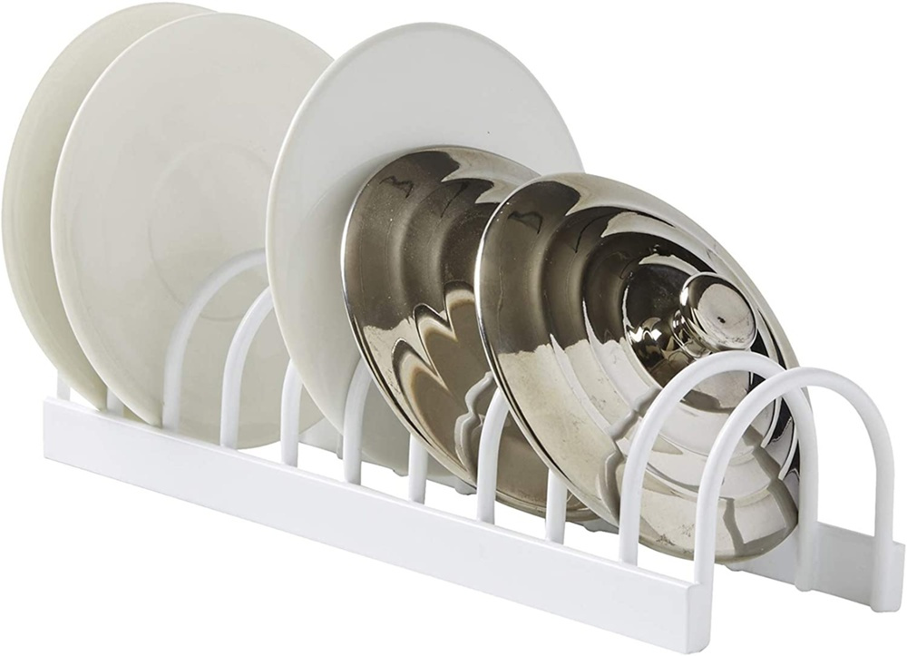 Saucers & small lids Organiser, 10 Slots, KITCHEN RACK, 24,5 x 7 x H6 cm, White in the group Storage / Kitchen storage / Kitchen cabinet organizers at SmartaSaker.se (42865)