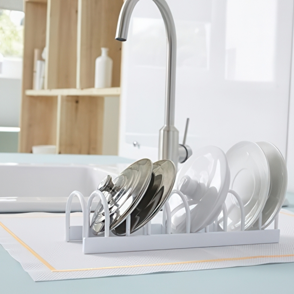Saucers & small lids Organiser, 10 Slots, KITCHEN RACK, 24,5 x 7 x H6 cm, White in the group Storage / Kitchen storage / Kitchen cabinet organizers at SmartaSaker.se (42865)
