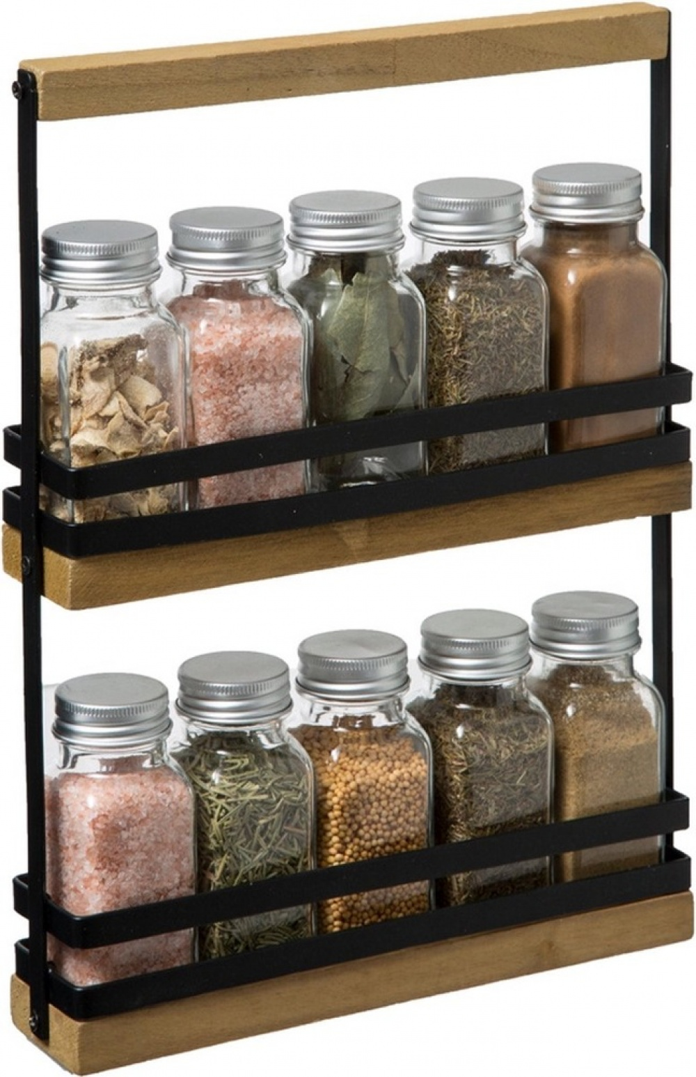 Rack with spices, SLIM SPICE RACK, 22 x 4,7 x H. 29,5 cm, Black / Nature in the group Storage / Kitchen storage / Kitchen cabinet organizers / Spice racks at SmartaSaker.se (42884)