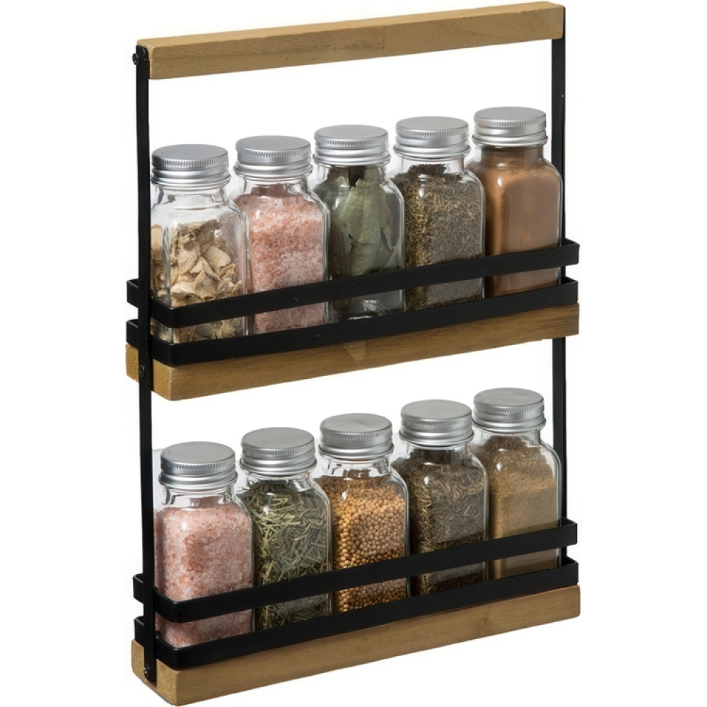 Rack with spices, SLIM SPICE RACK, 22 x 4,7 x H. 29,5 cm, Black / Nature in the group Storage / Kitchen storage / Kitchen cabinet organizers / Spice racks at SmartaSaker.se (42884)