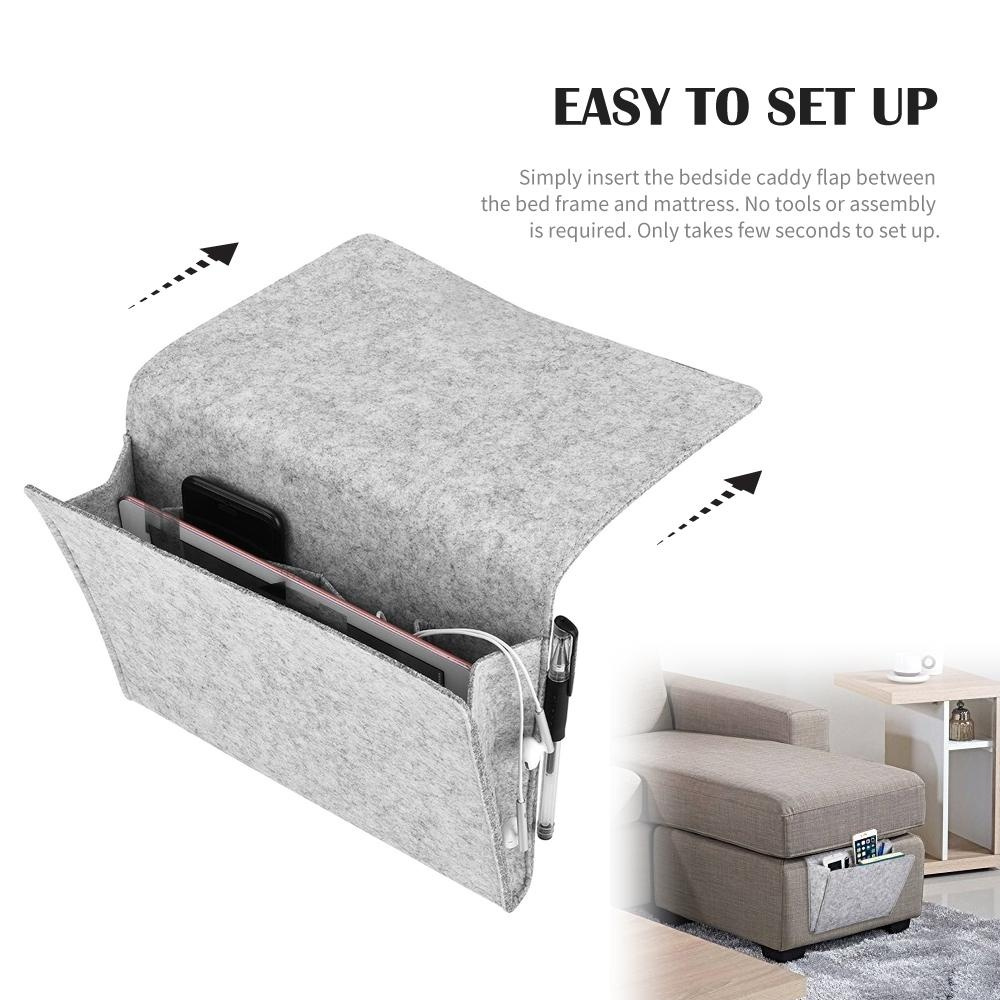 Storage Pocket, KIKKERLAND SMALL FELT BED SIDE CADDY, Grey in the group Storage / Bedroom storage at SmartaSaker.se (42915)