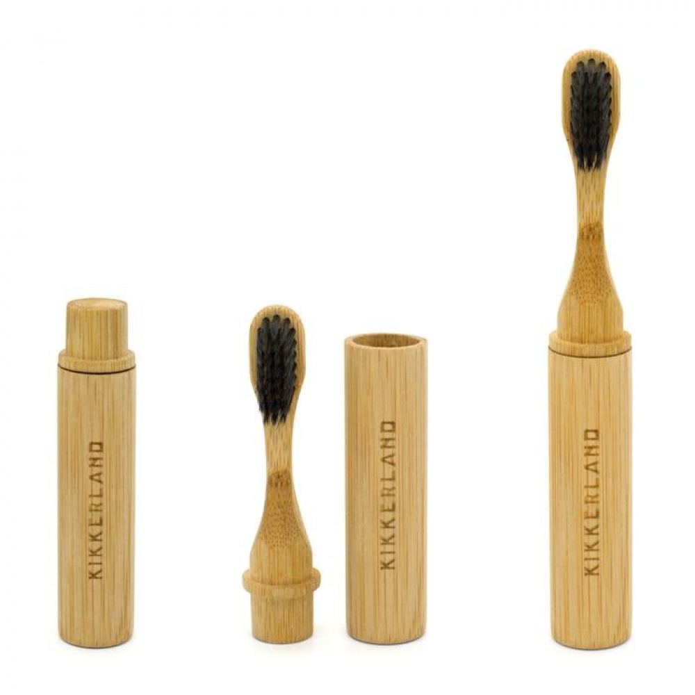 Travel Toothbrush in Bamboo, ON-THE-GO, Natur in the group Storage / Bathroom storage at SmartaSaker.se (42917)
