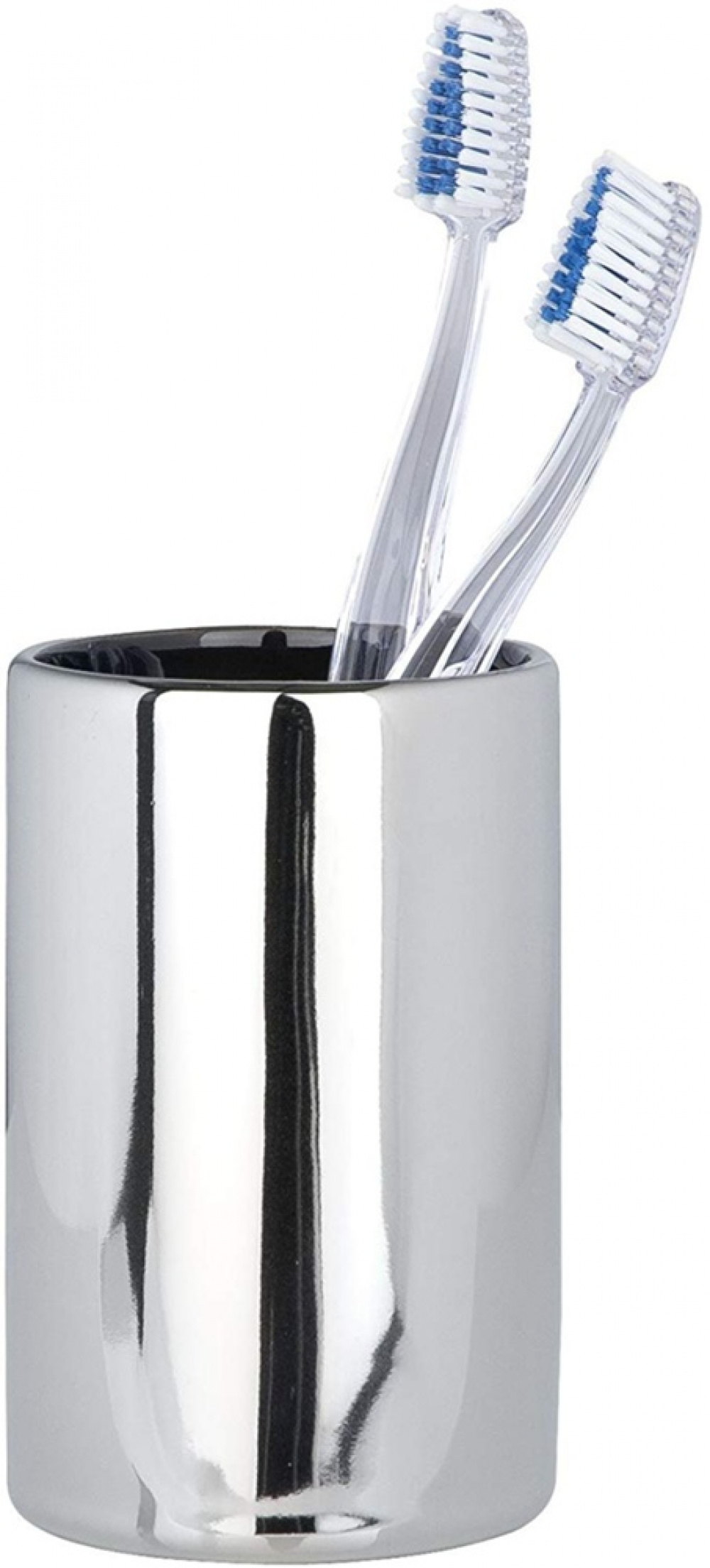 Toothbrush holder / mug, POLARIS, Ceramic, Ø 7,5 x H 11,2 cm, Chrome in the group Storage / Bathroom storage at SmartaSaker.se (42918)