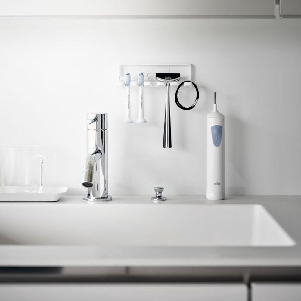 Toothbrush holder, Adhesive, TOWER FILM HOOK, Yamazaki, White in the group Storage / Bathroom storage at SmartaSaker.se (42922)