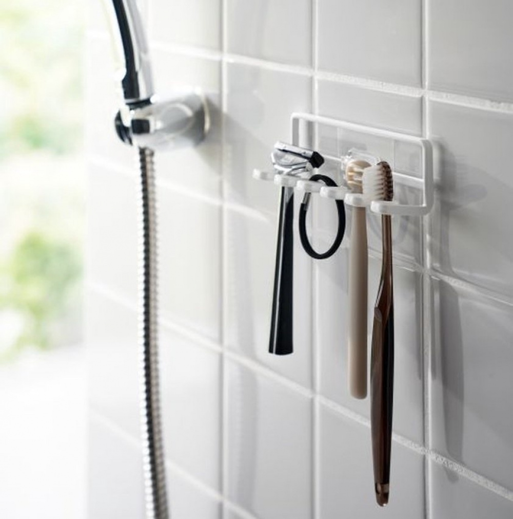 Toothbrush holder, Adhesive, TOWER FILM HOOK, Yamazaki, White in the group Storage / Bathroom storage at SmartaSaker.se (42922)