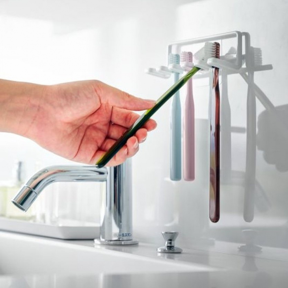 Toothbrush holder, Adhesive, TOWER FILM HOOK, Yamazaki, White in the group Storage / Bathroom storage at SmartaSaker.se (42922)