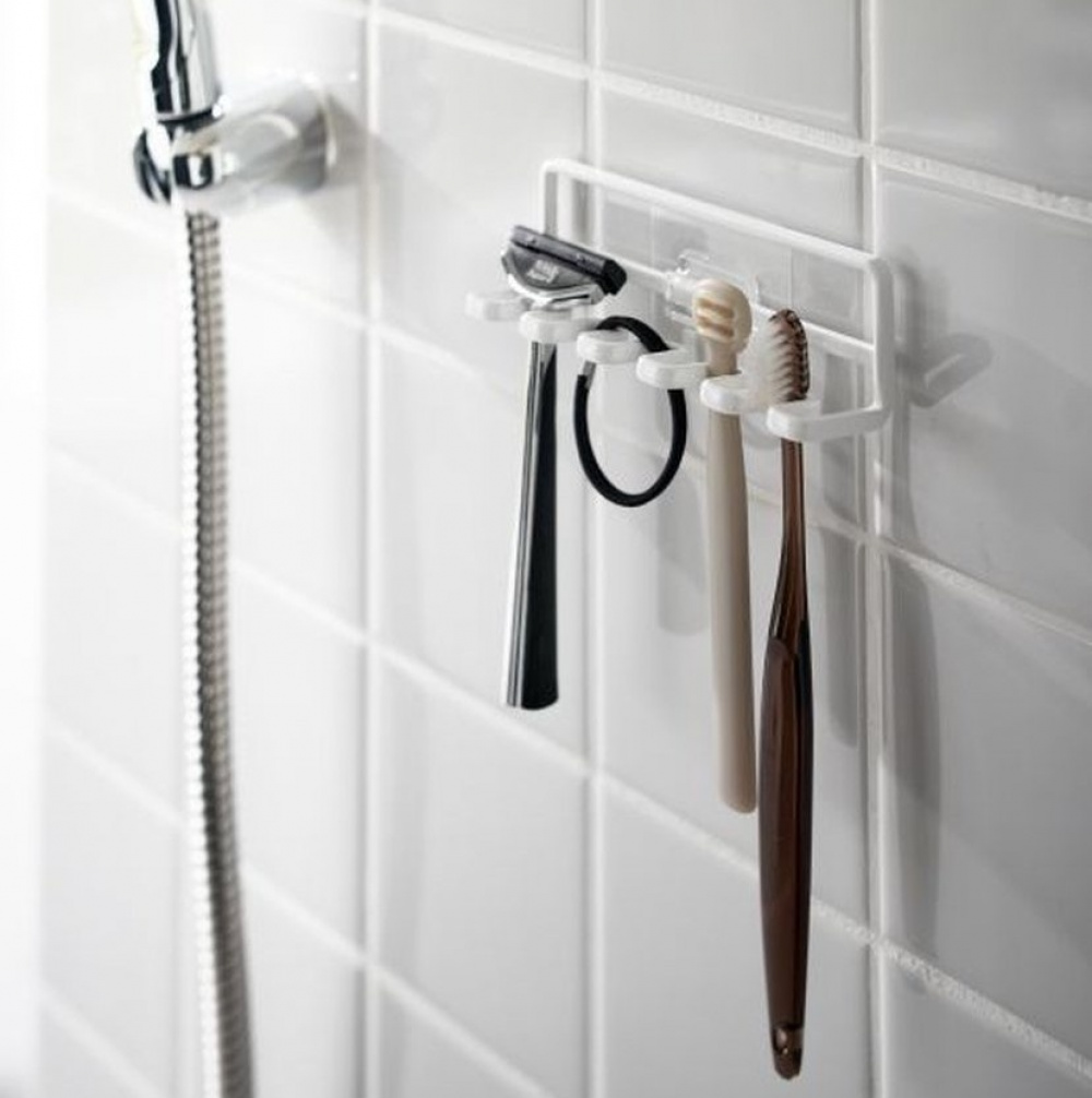 Toothbrush holder, Adhesive, TOWER FILM HOOK, Yamazaki, White in the group Storage / Bathroom storage at SmartaSaker.se (42922)