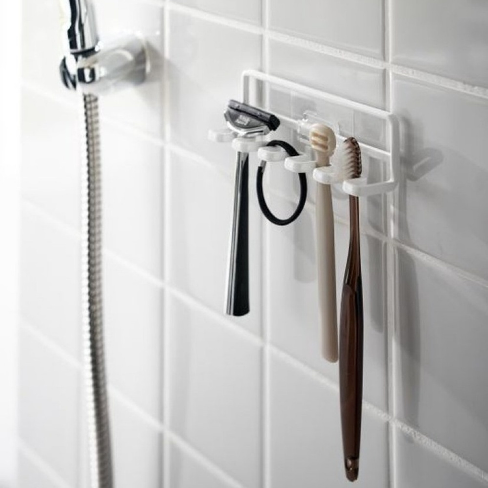 Toothbrush holder, Adhesive, TOWER FILM HOOK, Yamazaki, White in the group Storage / Bathroom storage at SmartaSaker.se (42922)