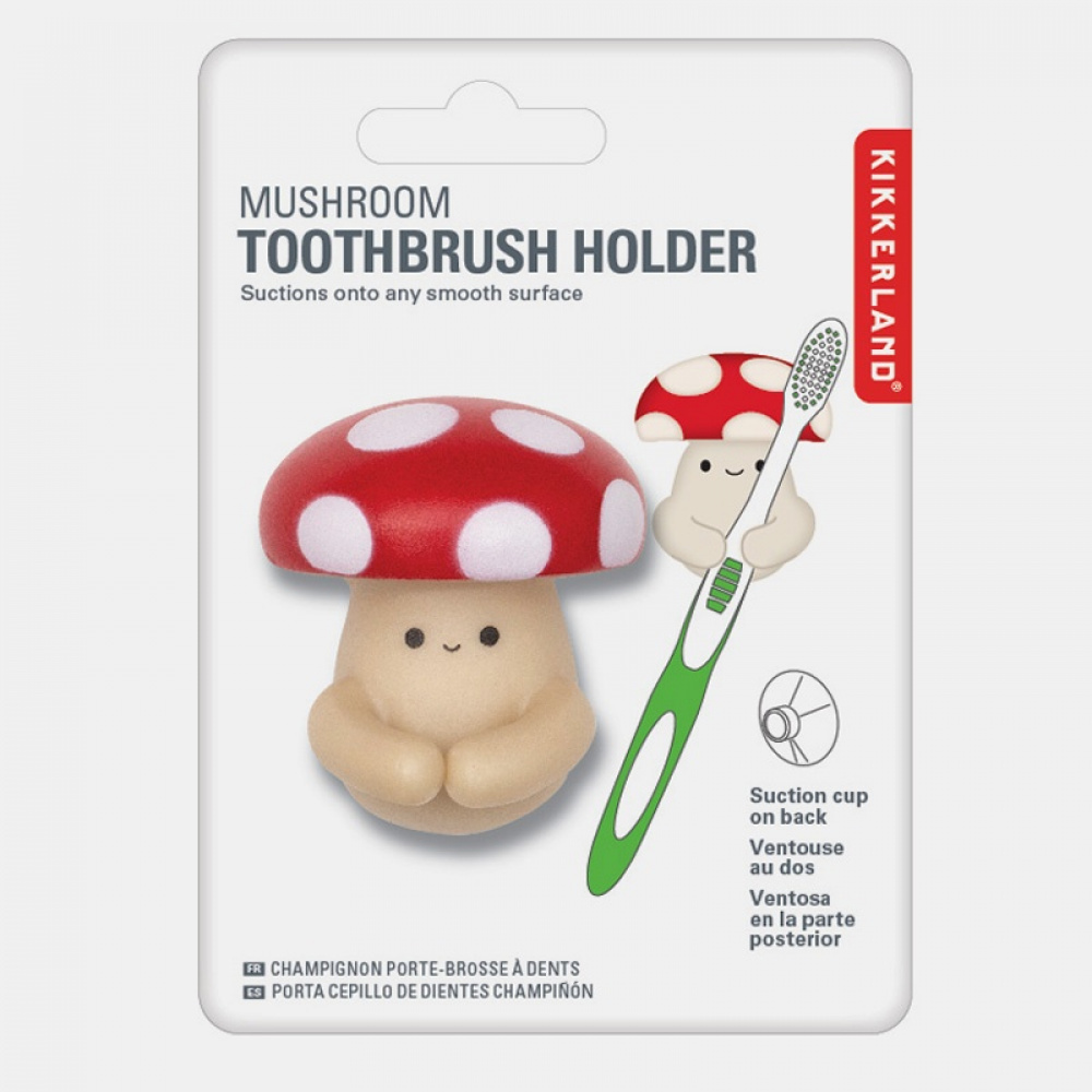 Toothbrush holder with suction cup, MUSHROOM, 3,4 x 4,5 x H 5,1 cm, Red / Beige in the group Storage / Bathroom storage at SmartaSaker.se (42927)