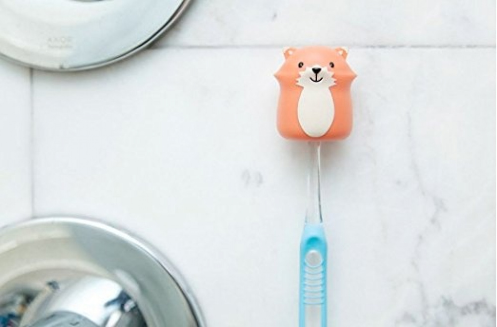 Toothbrush holder with suction, FOX, Kikkerland, Orange in the group Storage / Bathroom storage at SmartaSaker.se (42928)