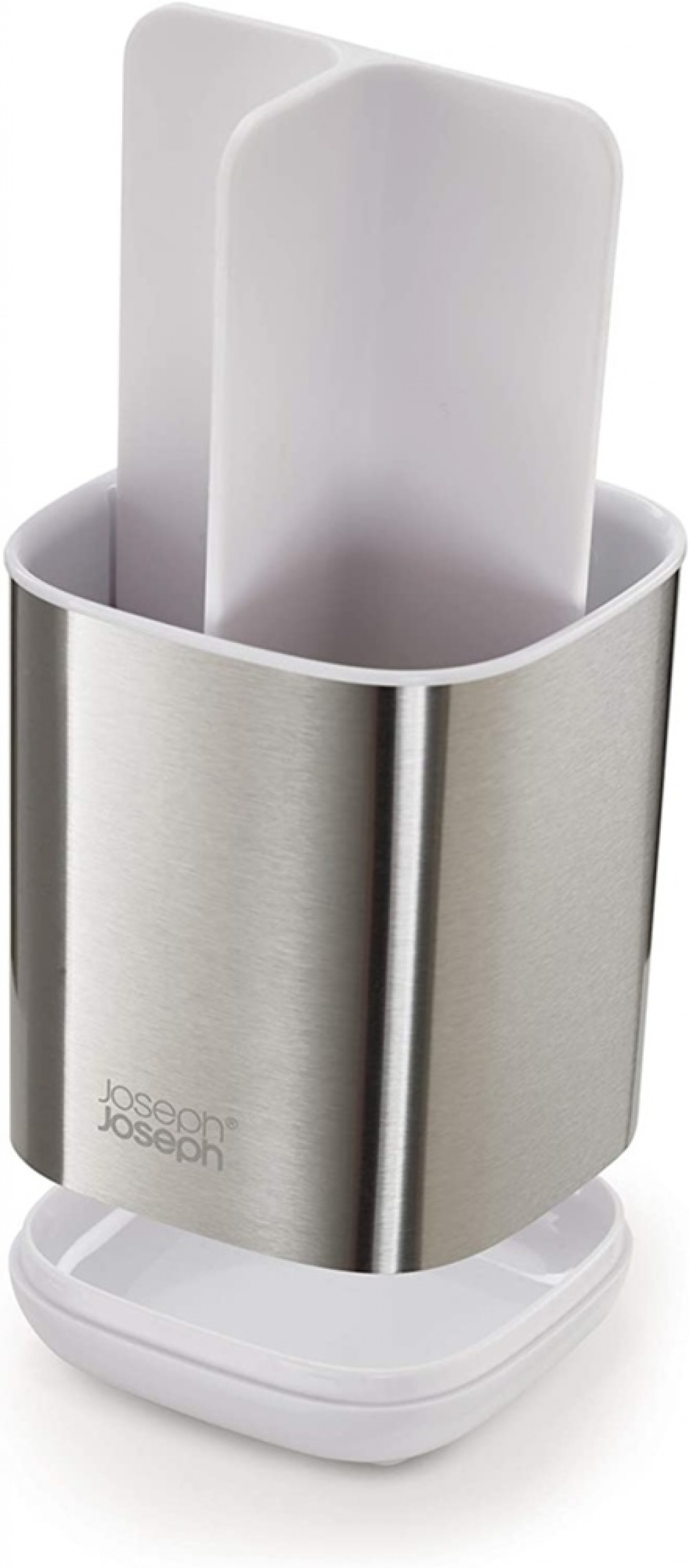  Caddy for electric toothbrushes, EASY STORE STEEL, 9 x 9 x H 12,7 cm Joseph Joseph, Steel / White in the group Storage / Bathroom storage at SmartaSaker.se (42936)