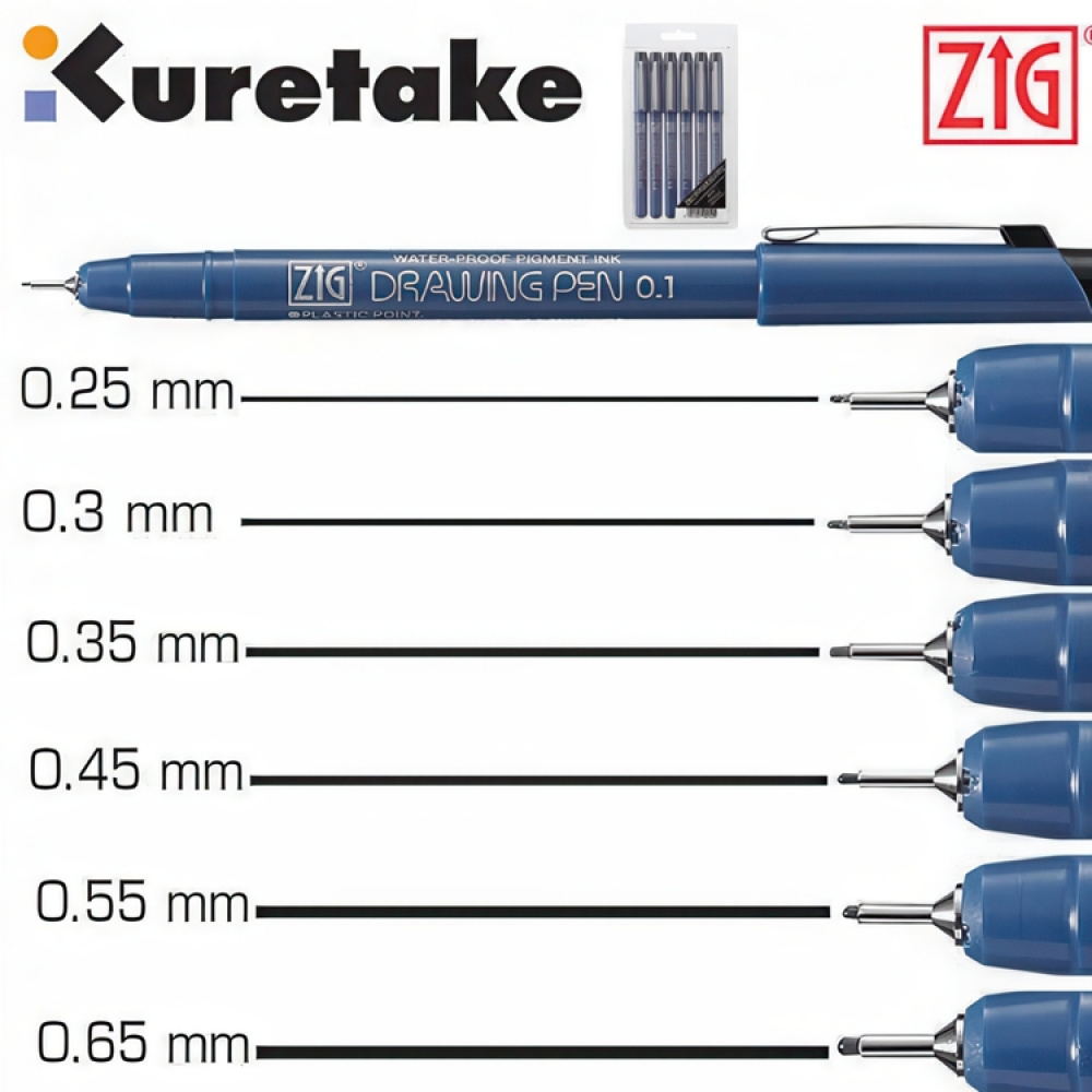 Drawer Pen Fineliner ZIG KUREATAKE 0,5 mm, black in the group Storage / Office supplies at SmartaSaker.se (42955)